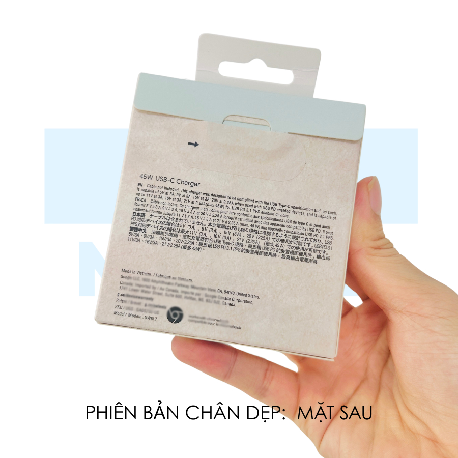 Củ sạc nhanh 45W GG Pixel có PD, PPS mới nguyên hộp seal