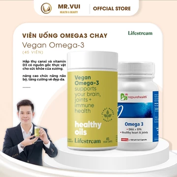 Combo viên uống dầu cá omega3 thuần chay & không chay Vegan Omega-3 New Zealand 45 viên/ 100 viên