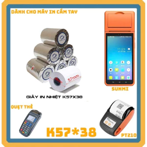 Giấy In Bill K57x38 K58x38 Cho Máy Cà Thẻ Pos K57*38 K58*38 Máy In Cầm Tay K57 K58 Giấy in Hóa Đơn