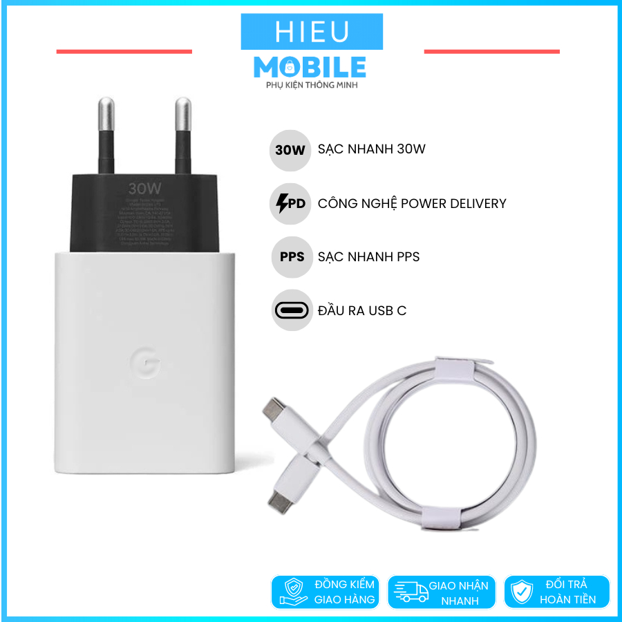 Củ cáp sạc nhanh công suất 30W GG Pixel có PD, PPS