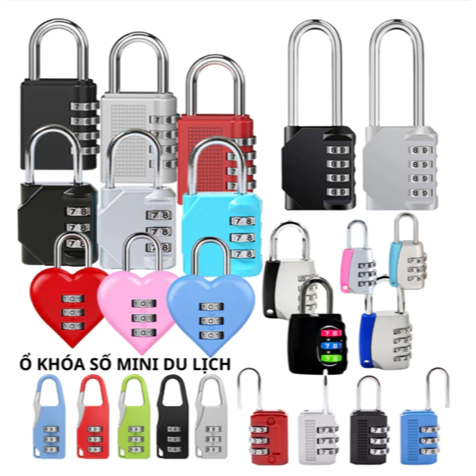 Ổ khóa số mini, khóa vali balo du lịch chống trộm