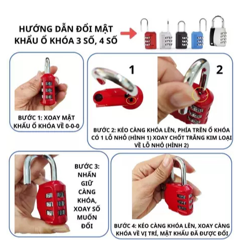 Ổ khóa số mini, khóa vali balo du lịch chống trộm