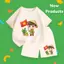 Set Cộc Tay Cotton Mềm – In Bé Trai Áo Xanh Cầm Lá Cờ Việt Nam, Bé Mặc Dễ Chịu (M 227)