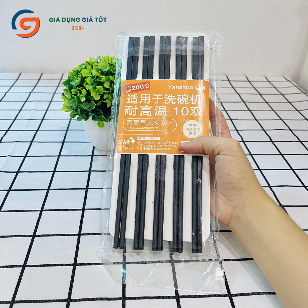 Vỉ 10 đôi đũa phíp Nhật kháng khuẩn - đũa ăn chống trơn trượt, bền đẹp, dễ vệ sinh