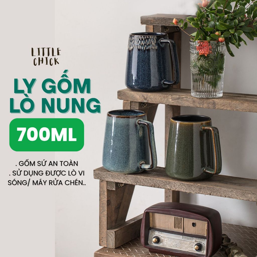 Ly sứ cốc nước gốm sứ lò nung màu retro siêu to 700ml | Shopee Việt Nam