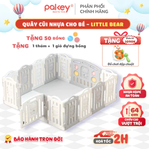 Quây Cũi Nhựa PAKEY Tặng Thảm + Bóng + Giỏ Bóng, Quây Cũi Nhựa Cho Bé Little Bear An Toàn Dày Dặn
