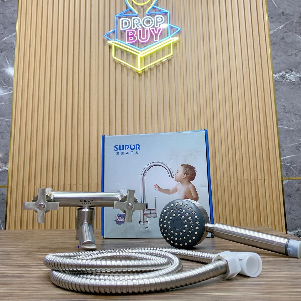 [ Cam Kết Chính Hãng ] Bộ sen tắm SUPOR 212302-02-LS, có vòi rửa chân, bát sen to, inox 304 xịn