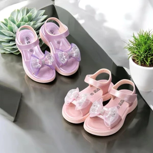 Giày quai dán thời trang cho bé gái hình nơ chất eva chống nước siêu mềm kim tuyến lấp lánh