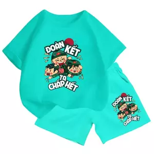 Set Đồ Thun Cho Bé – Hình Ba Bạn Nhỏ Đoàn Kết Ta Chấp Hết, Vải cotton Mặc Cả Ngày Không Nóng (M 228)