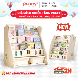 Kệ Sách Cho Bé Kèm Hộc Đồ Chơi, Giá Sách PAKEY 5 Tầng, Nhựa Nguyên Sinh An Toàn, Dễ Dàng Lắp Ráp, Bảo Hành 1 Năm