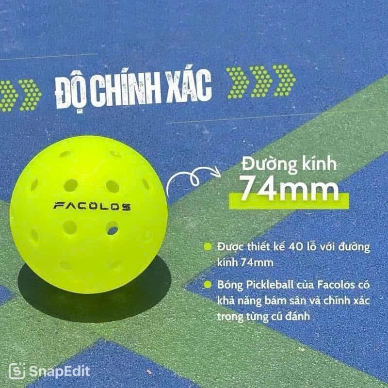 Hộp 3 bóng Pickleball Facolos 40 lỗ cao cấp tiêu chuẩn thi đấu với độ nảy ổn định và độ bền cao