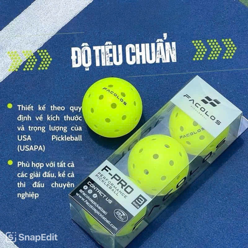 Hộp 3 bóng Pickleball Facolos 40 lỗ cao cấp tiêu chuẩn thi đấu với độ nảy ổn định và độ bền cao