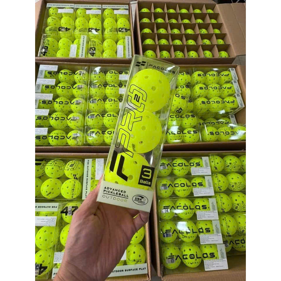 Hộp 3 bóng Pickleball Facolos 40 lỗ cao cấp tiêu chuẩn thi đấu với độ nảy ổn định và độ bền cao