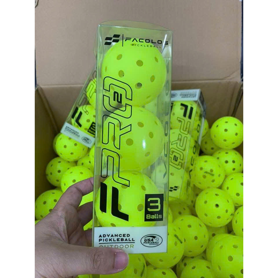 Hộp 3 bóng Pickleball Facolos 40 lỗ cao cấp tiêu chuẩn thi đấu với độ nảy ổn định và độ bền cao