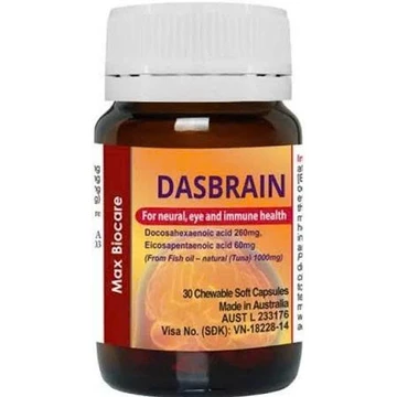 ( Chính Hãng) Dasbrain bổ sung DHA, EPA, omega 3 - bổ mắt , bổ não, tăng cường miễn dịch( Lọ 30 viên)