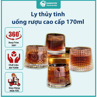 Ly thủy tinh uống rượu cao cấp 170ml - cốc đế lồi sang trọng, dày dặn đẹp mắt