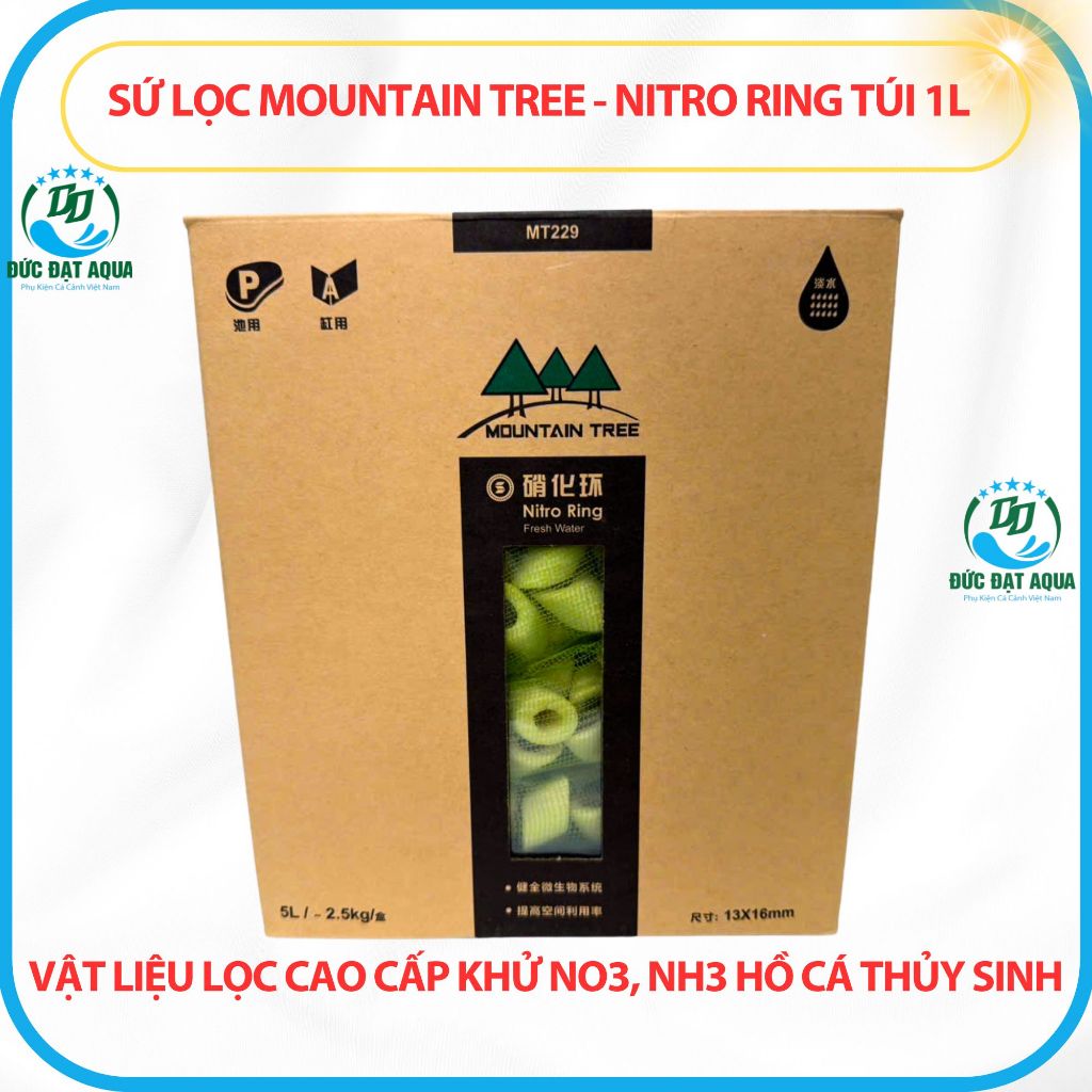Sứ Mountain Tree NITRO RING- MTF229 túi 1L Vật liệu lọc cân bằng PH Cao câp-hàng chính hãng