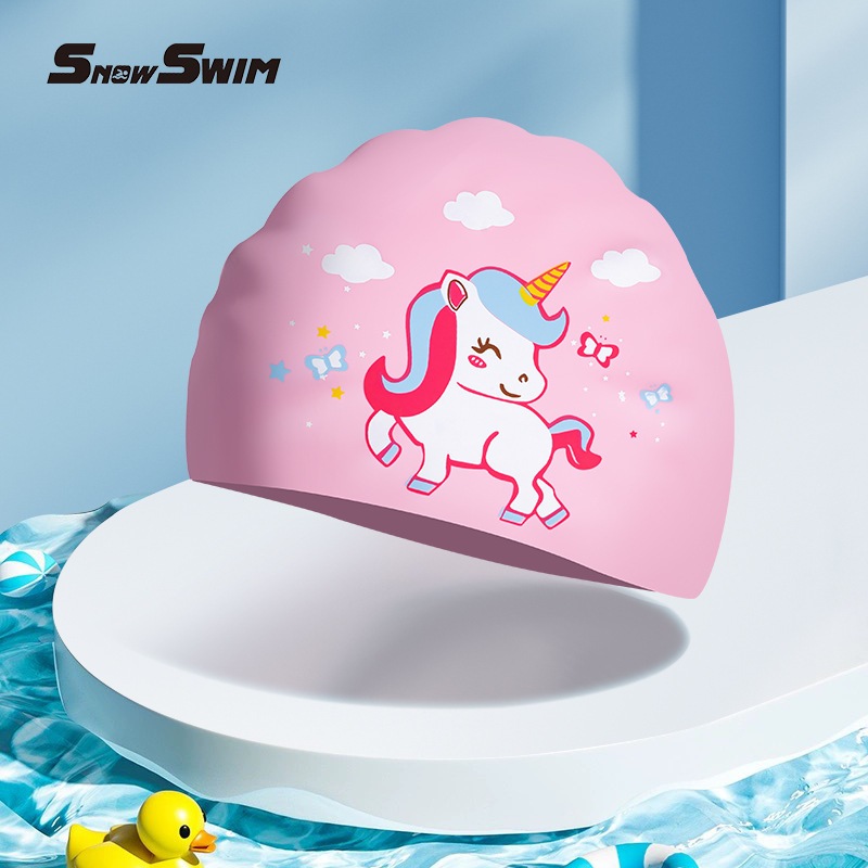 Mũ bơi Snow Swim cho trẻ em bằng sillicone bền đẹp giá rẻ, họa hình siêu đẹp, siêu dễ thương