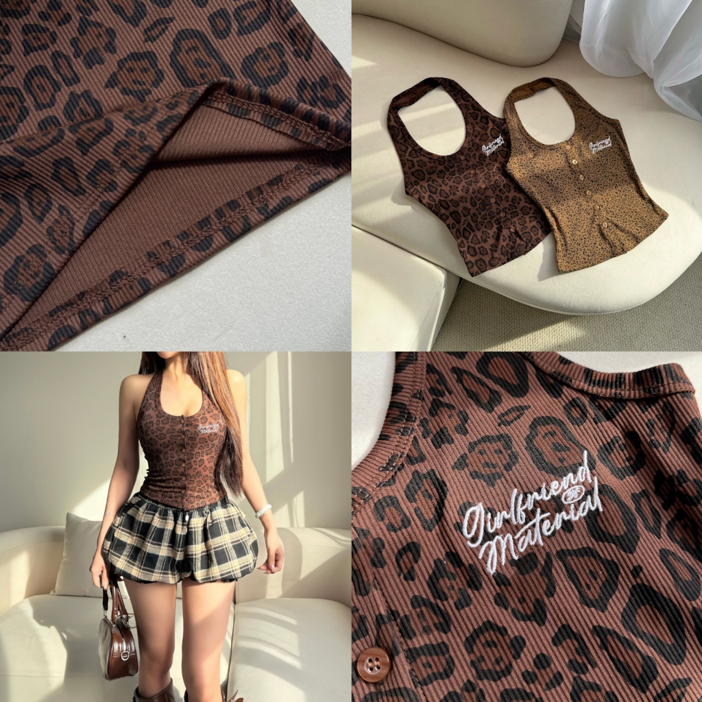 [CÓ TÁCH SET] TANKTOP CÀI NÚT DA BEO LOGO THÊU GIRL FRIEND  FFCLUB