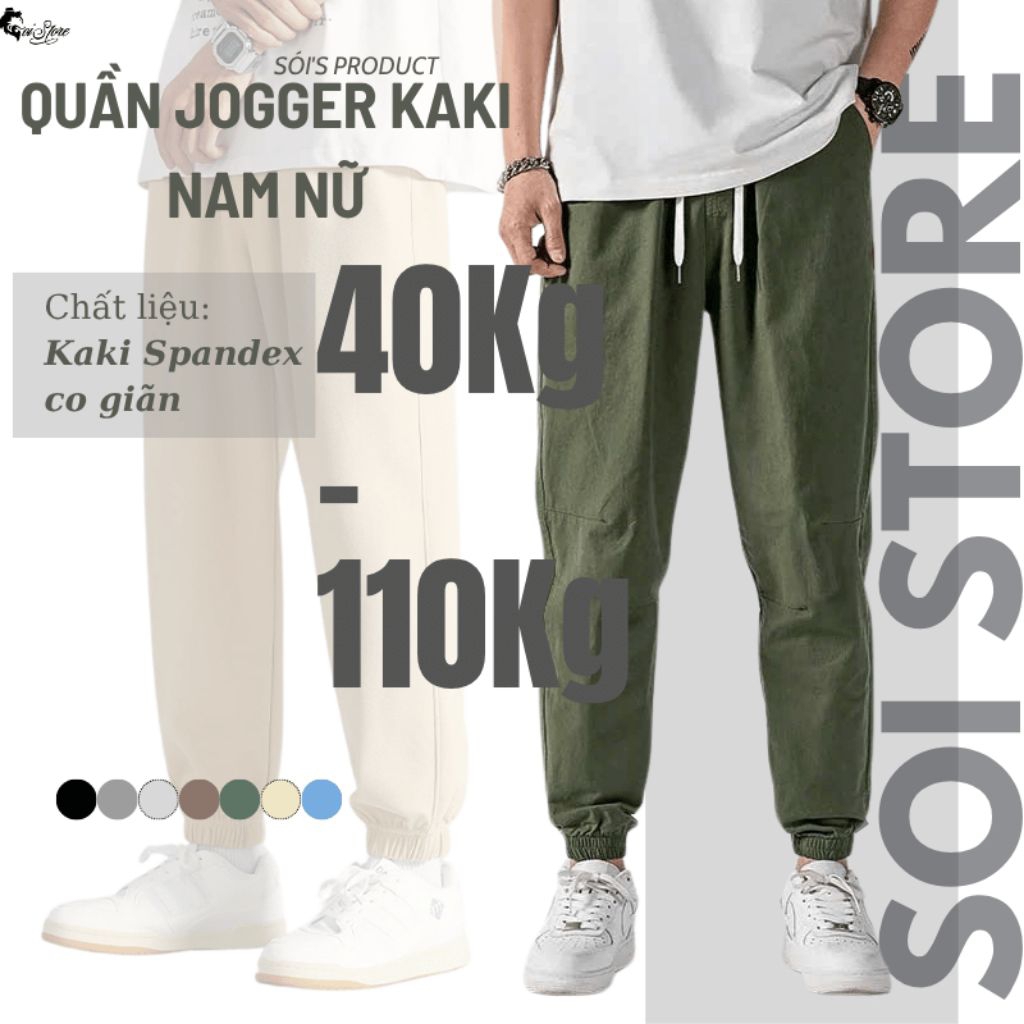 Quần JOGGER KAKI 50-115KG BIGSIZE NAM NỮ - kaki co giãn - MÃ 21