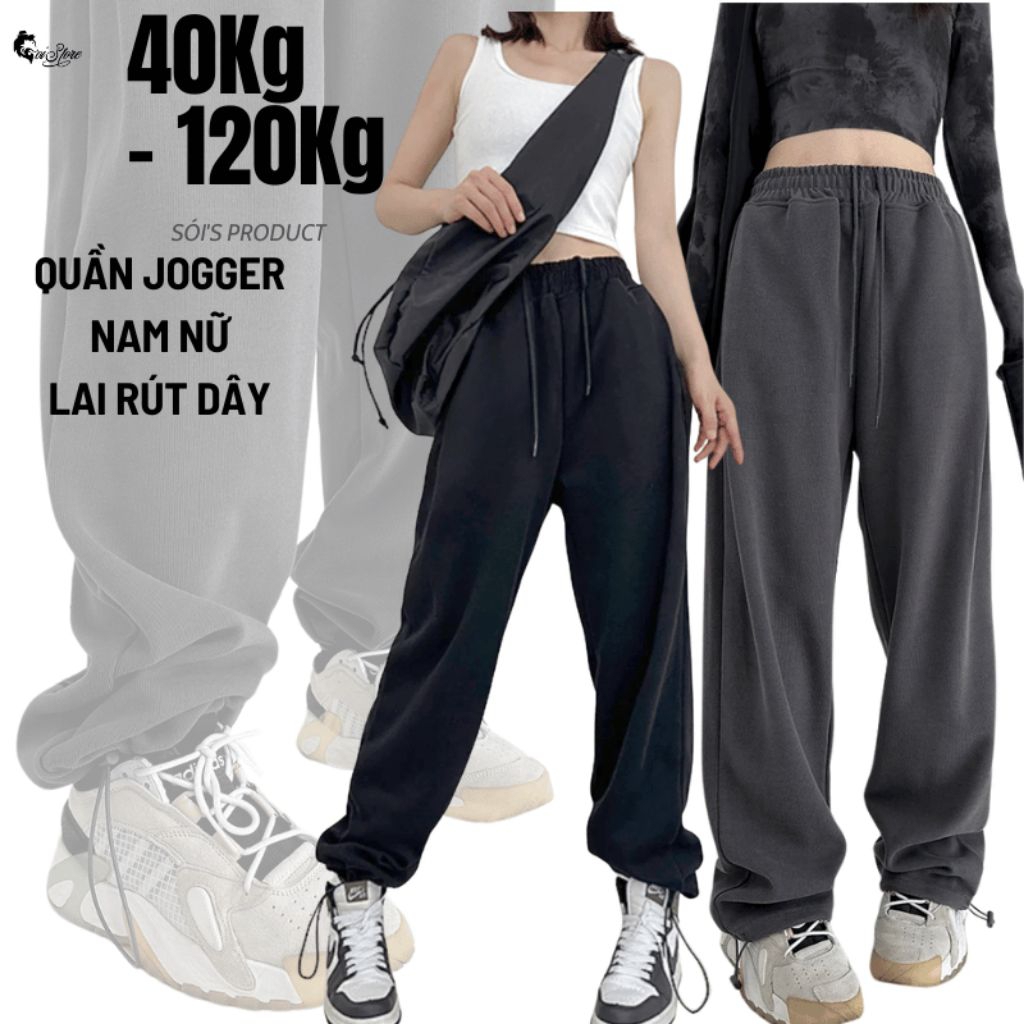 Bigsize Quần Jogger Nam Nữ Lai Rút Dây 40-105KG Ống Suông Thời Trang - MÃ 01