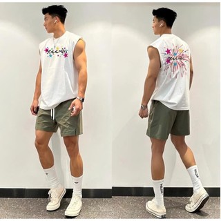 Áo Tank Top Phối Họa Tiết Chữ Sắc Màu Pháo Hoa  Phong Cách Trẻ Trung Sành Điệu Chất Liệu Cotton Mùa Hè Thoáng Mát