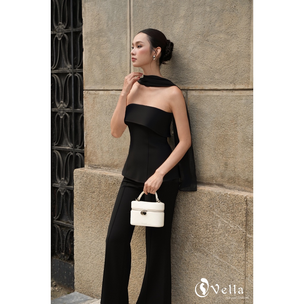 Áo cúp ngực nữ màu đen dáng peplum sang trọng - Vella Fashion VA25088