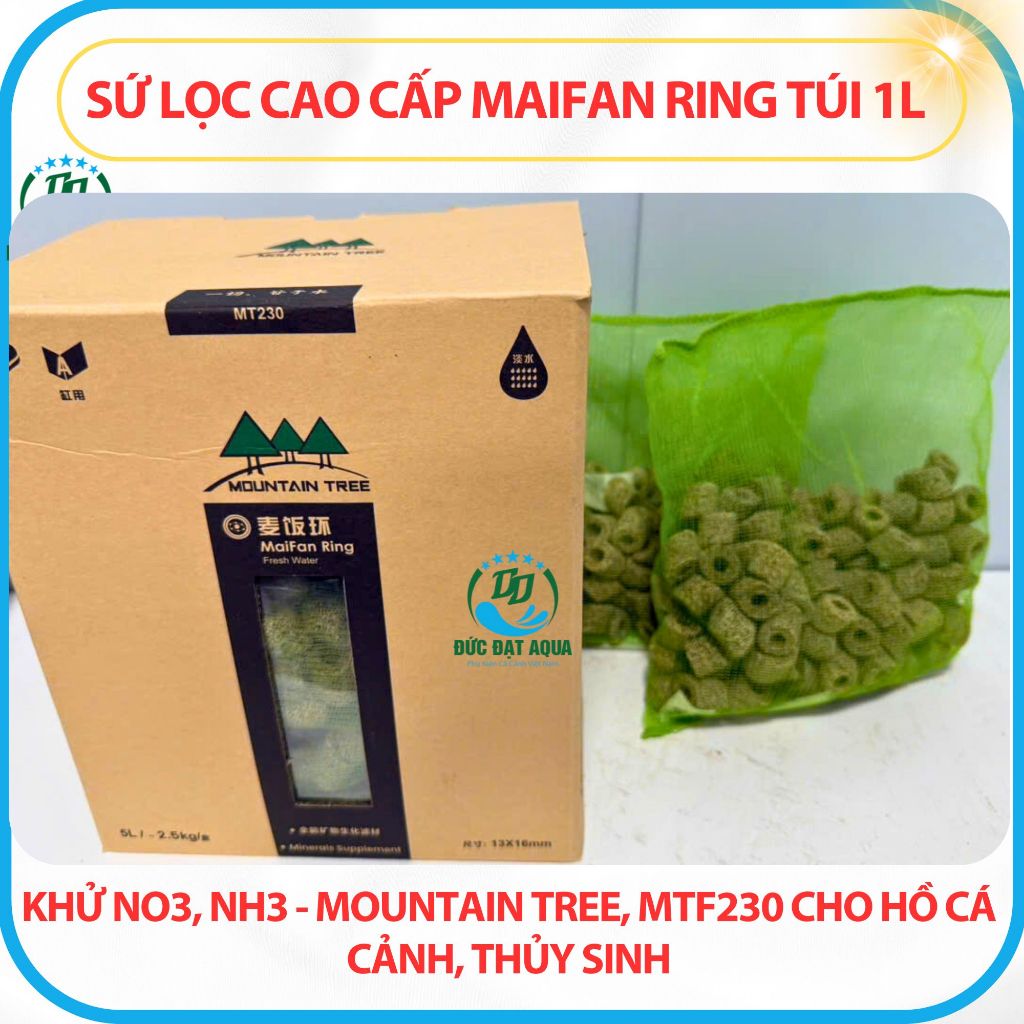 Sứ lọc cao cấp Maifan Ring TÚI 1L Khử NO3, NH3 - Mountain Tree, MTF230 cho hồ cá CẢNH