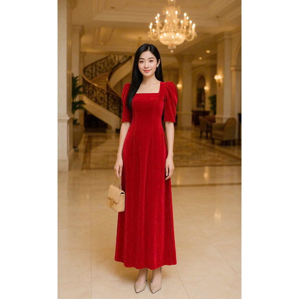 áo dài nhung co giãn 4 chiều