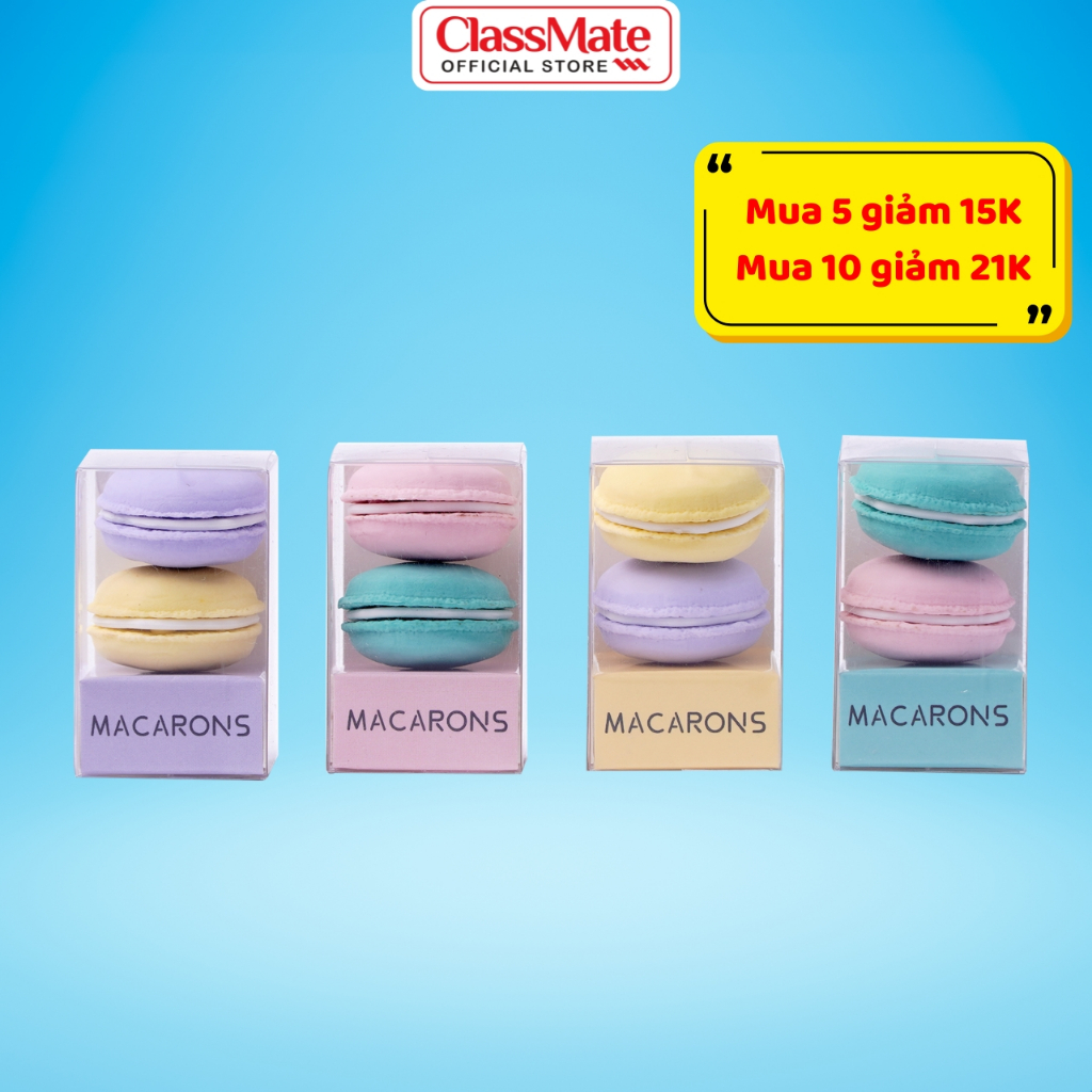 Bộ 2 Gôm Tẩy Nano CLASSMATE Thiết Kế Bánh Macarons Làm Sạch Vết Chì Một Cách Nhanh Chóng Dễ Dàng An Toàn Cho Bé CL-ER607