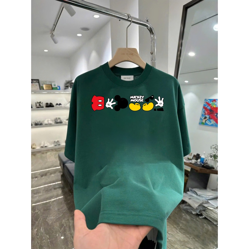 Áo thun in hình các bộ phận Mickey Phong Cách Streetwear Vải Cotton