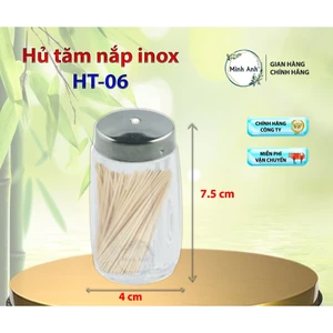 Hủ tăm - nắp inox - Melamin trắng cao cấp, đựng tăm xỉa răng hu tam nha hàng, quán ăn