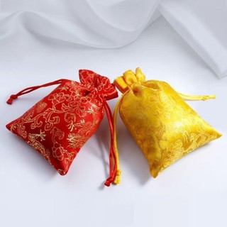Túi Gấm Đỏ Vàng Thêu Rồng Phượng đựng đồ trang sức, phong thủy, quà tặng đẹp mắt trang trọng