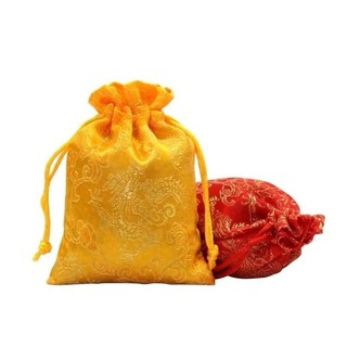 Túi Gấm Đỏ Vàng Thêu Rồng Phượng đựng đồ trang sức, phong thủy, quà tặng đẹp mắt trang trọng
