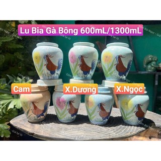 Lu Bia Gốm 600ml/1300ml Size Khủng Vẽ Thủ Công/Khắc Bách Hoa Cao Cấp Tráng Men 2Mặt - Dùng Uống Bia - Cắm Hoa - Decord