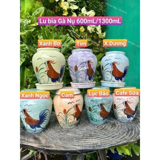 Lu Bia Gốm 600ml/1300ml Size Khủng Vẽ Thủ Công/Khắc Bách Hoa Cao Cấp Tráng Men 2Mặt - Dùng Uống Bia - Cắm Hoa - Decord