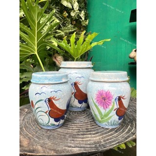 Lu Bia Gốm 600ml/1300ml Size Khủng Vẽ Thủ Công/Khắc Bách Hoa Cao Cấp Tráng Men 2Mặt - Dùng Uống Bia - Cắm Hoa - Decord