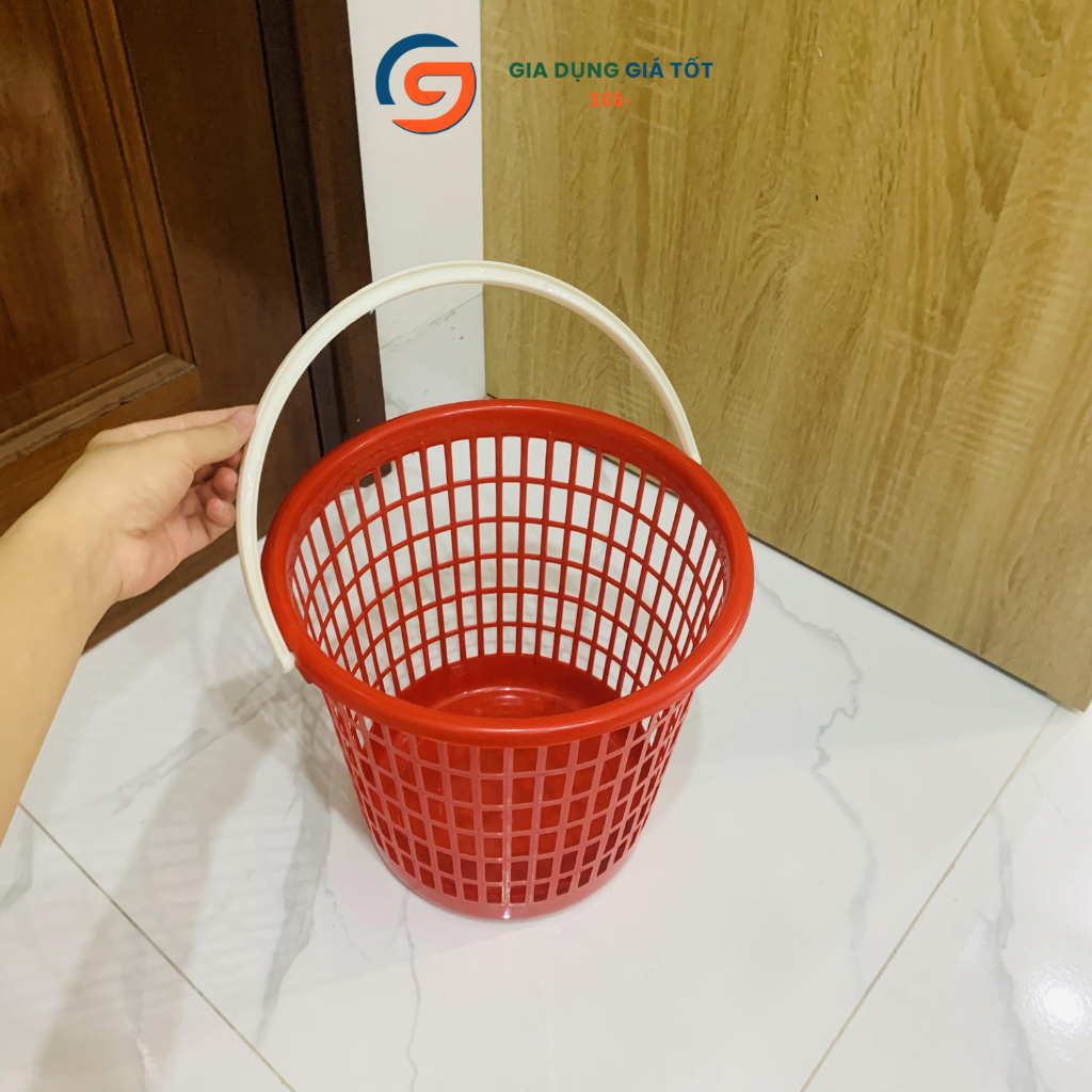 Giỏ rác nhựa có quai xách Song Long - giỏ đựng rác tiện lợi cho gia đình, quán ăn, văn phòng