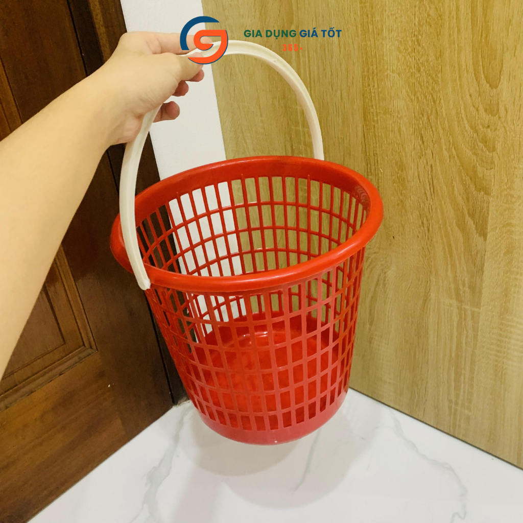 Giỏ rác nhựa có quai xách Song Long - giỏ đựng rác tiện lợi cho gia đình, quán ăn, văn phòng