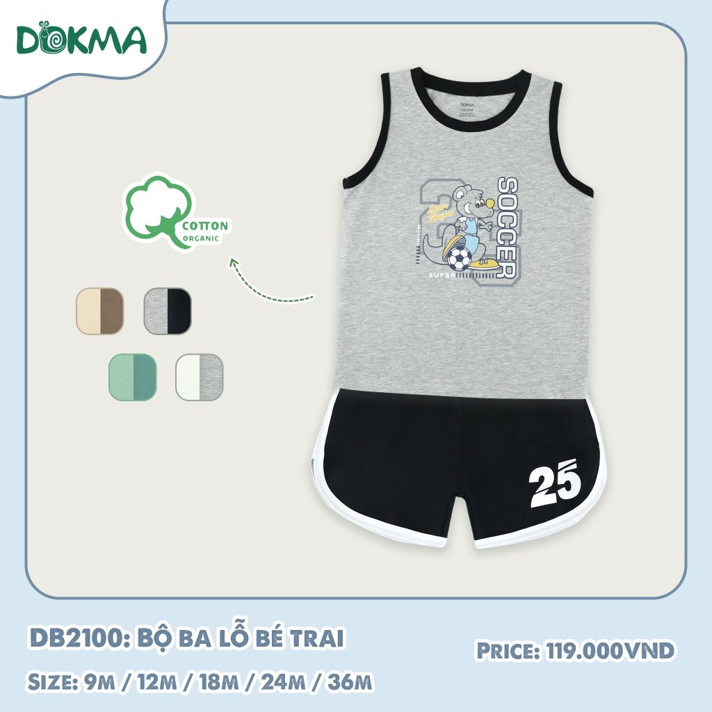 (8-14kg, 6-36M) Bộ Ba Lỗ Thể Thao Bé Trai Dokma JB368 DB2100 DB2214 DB3018 DB3054 DB3015 DB2905