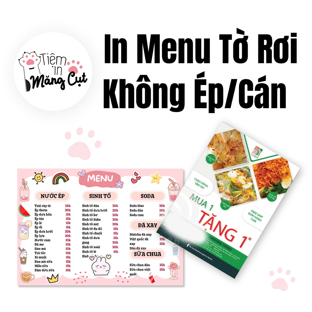 In Màu Menu Tờ Rơi A4 Giấy Couche Không Ép Plastic, Không Cán Màng ...
