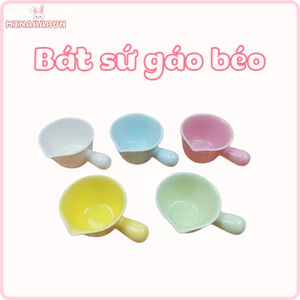 Bát ăn dặm cho bé hình gáo béo 120ml nhiều màu sắc cute chất liệu gốm sứ cao cấp chịu nhiệt cao