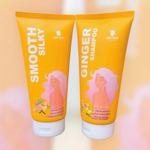 Dầu gội gừng, dầu xả smooth silky dưỡng tóc suôn mềm, phục hồi hư tổn - Tùy Tâm Pharma chai 350ml