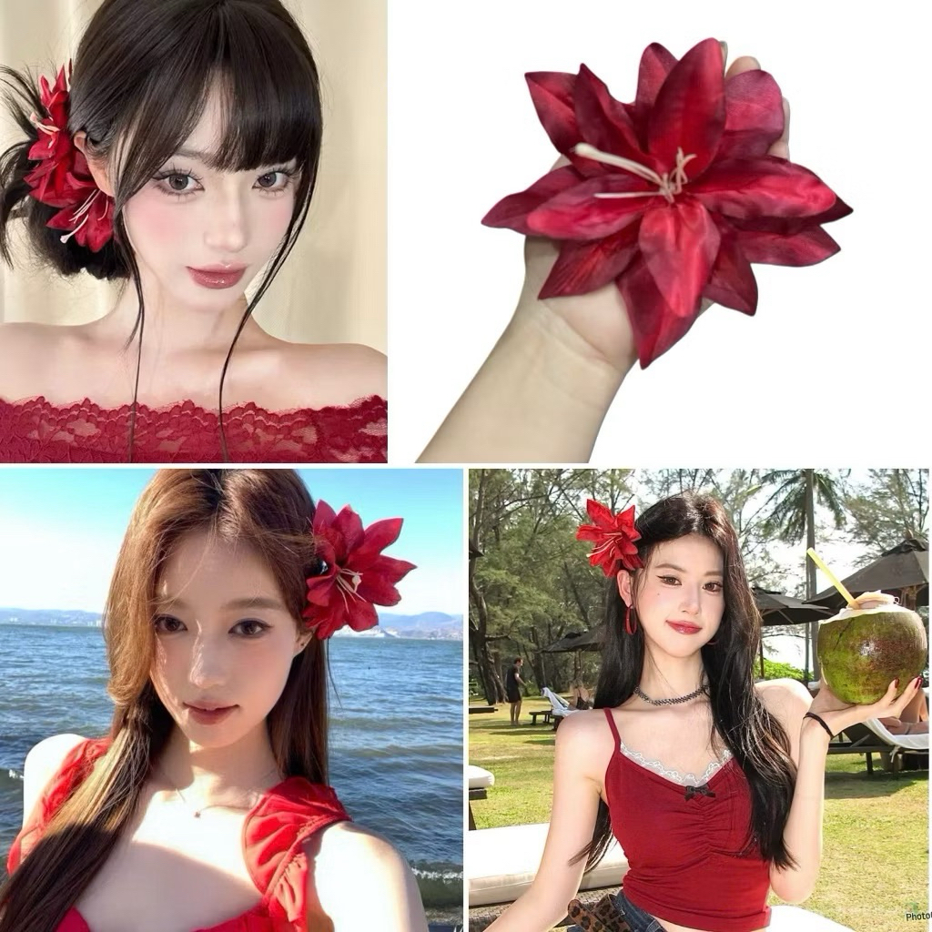 [SỈ] Kẹp tóc Hoa LiLy Hoa Mẫu Đơn Cao Cấp Hoa Huệ Tây LOẠI 1 size To đi biển mùa hè FLOWER QUEMEO hair lip