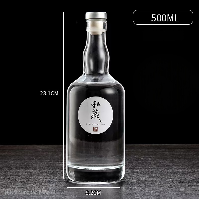 Chai thủy tinh cổ bầu dung tích 500ml và 700ml