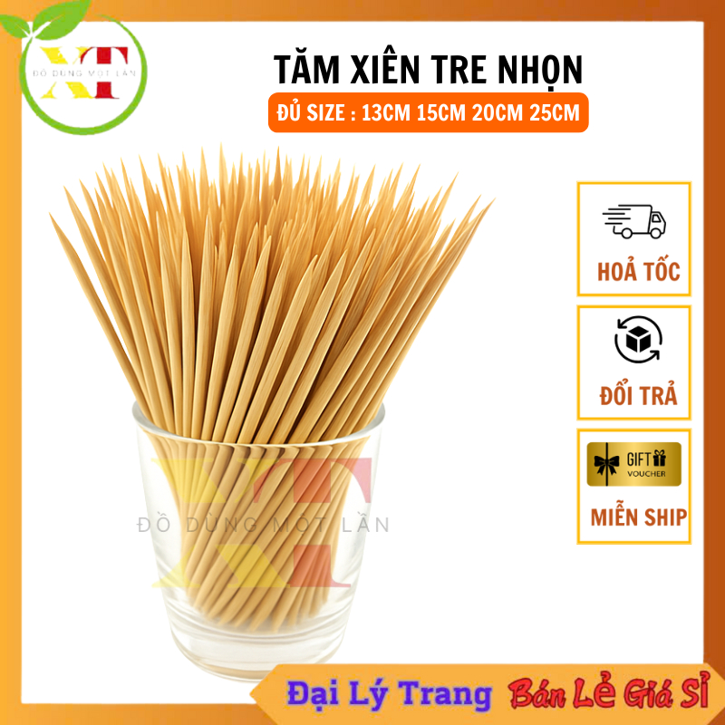 ( SET 10 GÓI ) Xiên tre dùng xiên cá viên chiên , tôm nướng , thịt ...