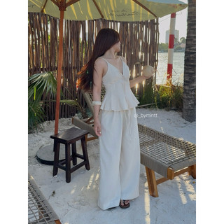 LINEN PANTS | Quần dài linen ống rộng lưng chun đơn giản, hack dáng, dễ mặc | ByMintt