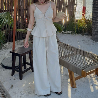 LINEN PANTS | Quần dài linen ống rộng lưng chun đơn giản, hack dáng, dễ mặc | ByMintt