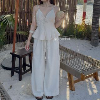 LINEN PANTS | Quần dài linen ống rộng lưng chun đơn giản, hack dáng, dễ mặc | ByMintt