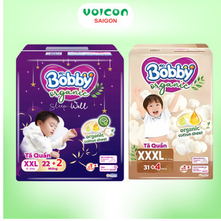 Tã quần Bobby Organic ngày & đêm siêu mỏng nhẹ, thoáng khí, chống tràn, êm dịu